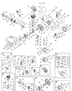 Engine Group - Bc335 (866008e) Diagram and Parts List for 866008-BC335 2010 Briggs and Stratton Brush Cutter